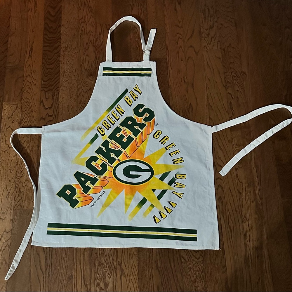 Vintage 1997 NFLP Official Green Bay Packers White Cooking Grilling Apron NFL